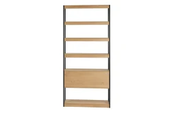 Bibliothèque étagère avec rangement fermé finition bois clair chêne et métal noir L94 cm FLEA