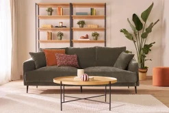 Bibliothèque étagère avec rangement fermé finition bois clair chêne et métal noir L94 cm FLEA
