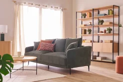 Bibliothèque étagère avec rangement fermé finition bois clair chêne et métal noir L94 cm FLEA