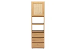 Bibliothèque étagère avec rangements finition bois clair chêne et cannage rotin L50 cm SEVILLE