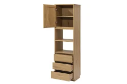 Bibliothèque étagère avec rangements finition bois clair chêne et cannage rotin L50 cm SEVILLE