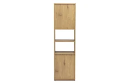 Bibliothèque étagère avec rangements finition bois clair chêne et cannage rotin L50 cm SEVILLE
