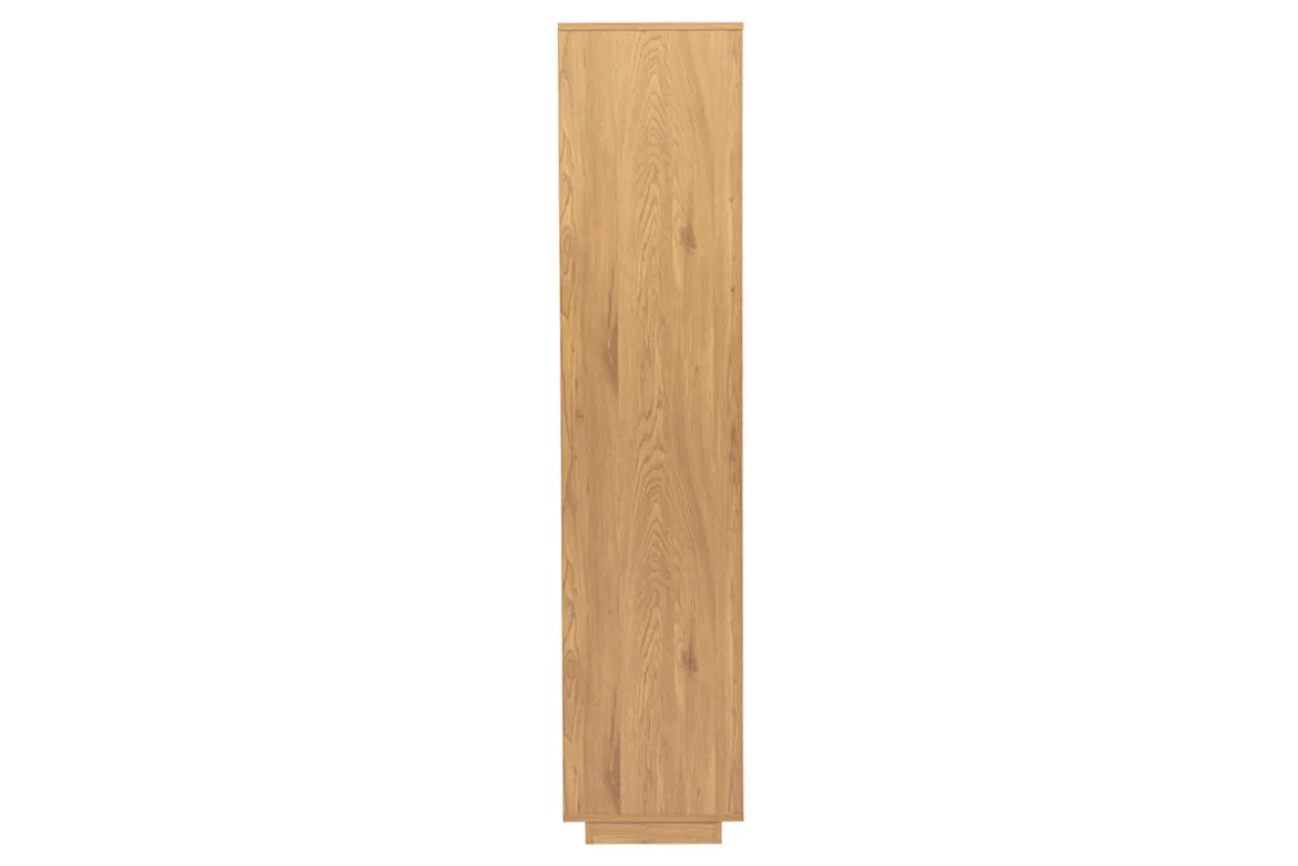 Bibliothèque étagère avec rangements finition bois clair chêne et cannage rotin L196 cm SEVILLE