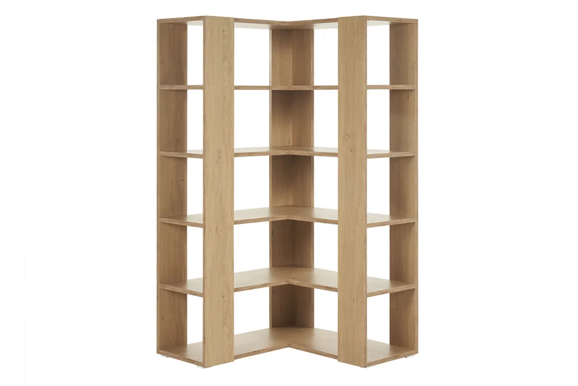 Bibliothèque étagère d'angle finition bois clair chêne L95 cm MUSSO