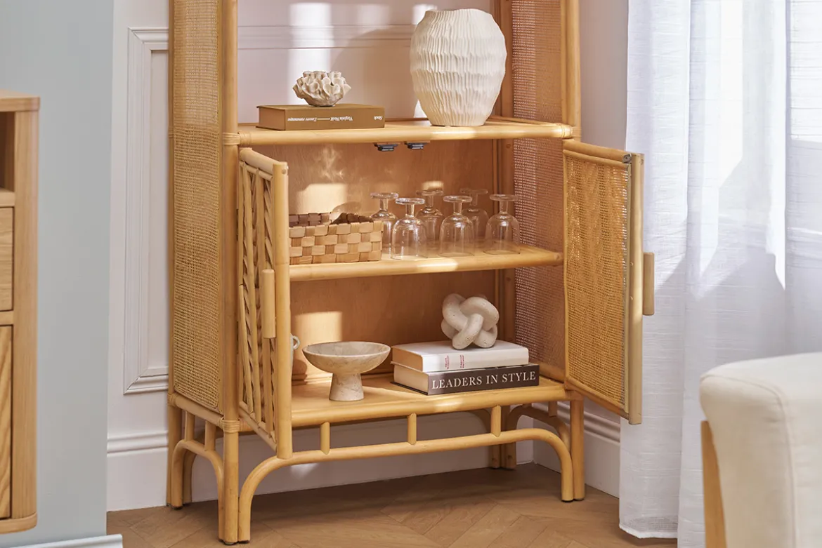 Bibliothèque vintage en rotin naturel L80 cm GALON