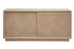 Buffet bas avec portes coulissantes en bois clair chêne L160 cm ARROW