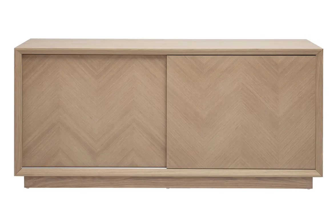 Buffet bas avec portes coulissantes en bois clair chêne L160 cm ARROW