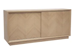 Buffet bas avec portes coulissantes en bois clair chêne L160 cm ARROW