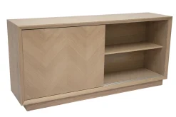 Buffet bas avec portes coulissantes en bois clair chêne L160 cm ARROW