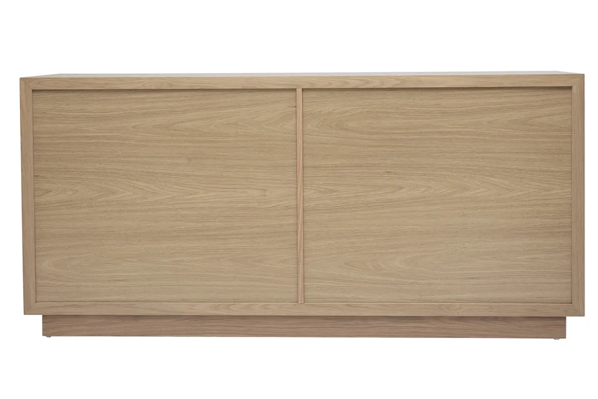 Buffet bas avec portes coulissantes en bois clair chêne L160 cm ARROW