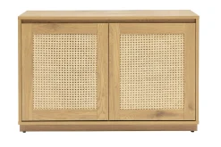 Buffet bas finition bois clair chêne et cannage rotin L96 cm SEVILLE