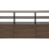 Buffet bas finition bois foncé noyer et métal noir L180 cm MAXENCE