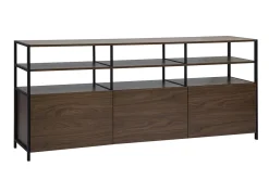 Buffet bas finition bois foncé noyer et métal noir L180 cm MAXENCE
