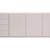 Buffet beige laqué brillant 3 portes 4 tiroirs L200 cm ISAURE