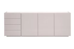 Buffet beige laqué brillant 3 portes 4 tiroirs L200 cm ISAURE