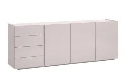 Buffet beige laqué brillant 3 portes 4 tiroirs L200 cm ISAURE