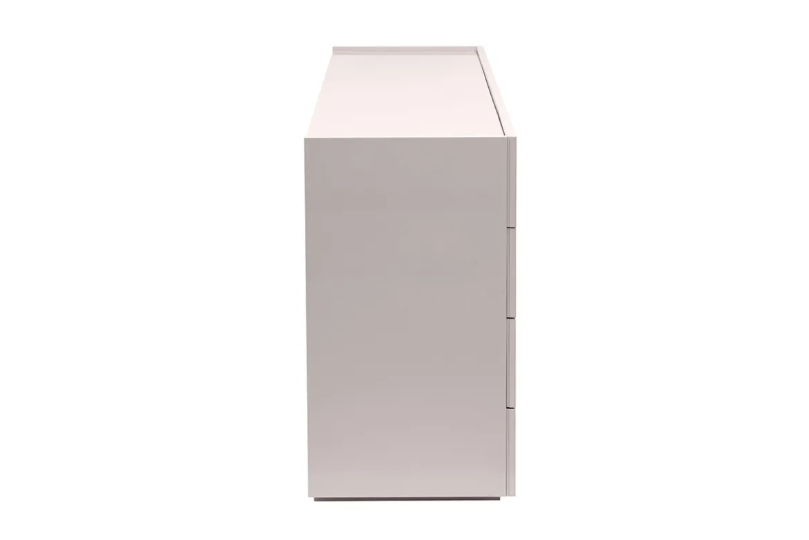 Buffet beige laqué brillant 3 portes 4 tiroirs L200 cm ISAURE