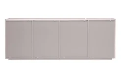 Buffet beige laqué brillant 3 portes 4 tiroirs L200 cm ISAURE