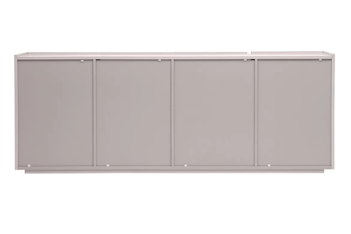Buffet beige laqué brillant 3 portes 4 tiroirs L200 cm ISAURE