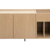 Buffet de rangement vinyles en bois clair finiton chêne et métal noir L140 cm SEDA