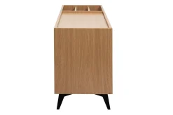 Buffet de rangement vinyles en bois clair finiton chêne et métal noir L140 cm SEDA