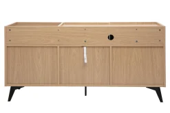 Buffet de rangement vinyles en bois clair finiton chêne et métal noir L140 cm SEDA