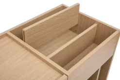 Buffet de rangement vinyles en bois clair finiton chêne et métal noir L140 cm SEDA