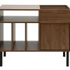 Buffet de rangement vinyles en bois foncé finiton noyer et métal noir L90 cm KANE