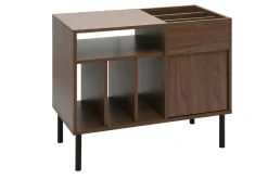 Buffet de rangement vinyles en bois foncé finiton noyer et métal noir L90 cm KANE