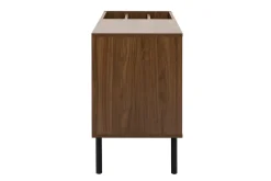 Buffet de rangement vinyles en bois foncé finiton noyer et métal noir L90 cm KANE