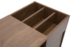 Buffet de rangement vinyles en bois foncé finiton noyer et métal noir L90 cm KANE