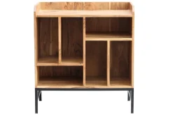 Buffet de rangement vinyles en bois massif et métal noir L76 cm BLUES