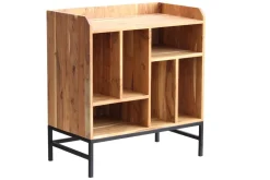 Buffet de rangement vinyles en bois massif et métal noir L76 cm BLUES