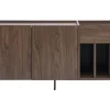 Buffet de rangement vinyles en bois foncé finiton noyer et métal noir L140 cm SEDA