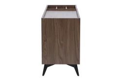 Buffet de rangement vinyles en bois foncé finiton noyer et métal noir L140 cm SEDA