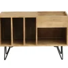 Buffet de rangement vinyles en bois manguier massif et métal L90 cm BOOGIE