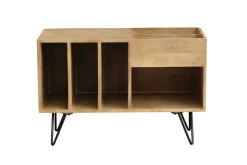 Buffet de rangement vinyles en bois manguier massif et métal L90 cm BOOGIE