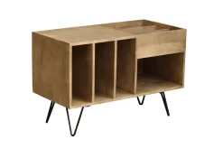 Buffet de rangement vinyles en bois manguier massif et métal L90 cm BOOGIE