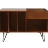 Buffet de rangement vinyles en bois manguier massif teinté et métal L90 cm BOOGIE