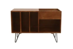 Buffet de rangement vinyles en bois manguier massif teinté et métal L90 cm BOOGIE