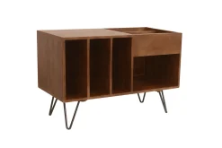 Buffet de rangement vinyles en bois manguier massif teinté et métal L90 cm BOOGIE