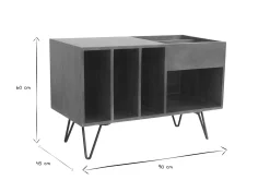 Buffet de rangement vinyles en bois manguier massif teinté et métal L90 cm BOOGIE
