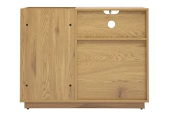 Buffet de rangement vinyles finition bois clair chêne et cannage rotin L95 cm ALICANTE