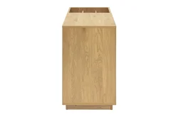 Buffet de rangement vinyles finition bois clair chêne et cannage rotin L130 cm ALICANTE