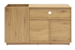 Buffet de rangement vinyles finition bois clair chêne et cannage rotin L130 cm ALICANTE