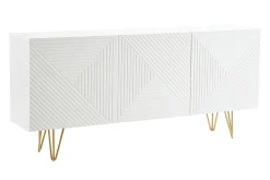 Buffet design blanc et métal doré 3 portes L160 cm OZEN
