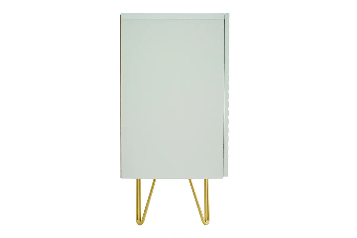 Buffet design blanc et métal doré 3 portes L160 cm OZEN