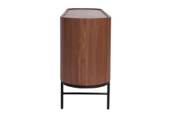 Buffet design bois foncé noyer et métal noir 3 portes L160 cm SKYE