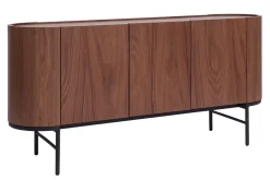 Buffet design bois foncé noyer et métal noir 3 portes L160 cm SKYE