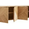 Buffet design en bois clair chêne massif gravé et métal noir 4 portes L180 cm ARCHIPEL